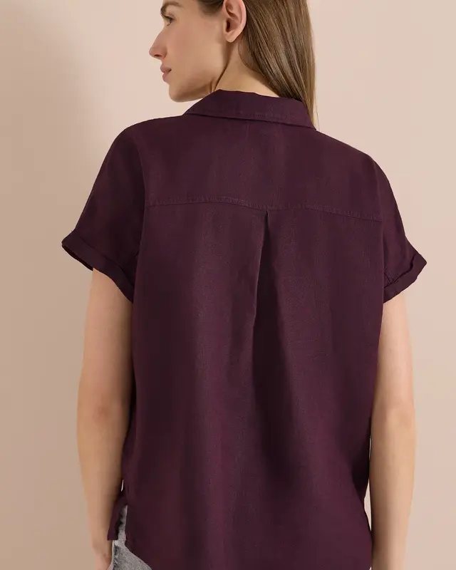 Cecil Leinen Bluse - Rich Burgundy