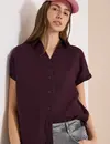 Cecil Linen Blouse - Rich Burgundy