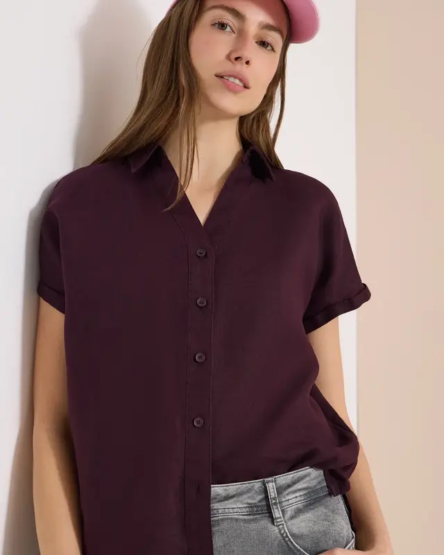 Cecil Linnen Blouse - Rich Burgundy