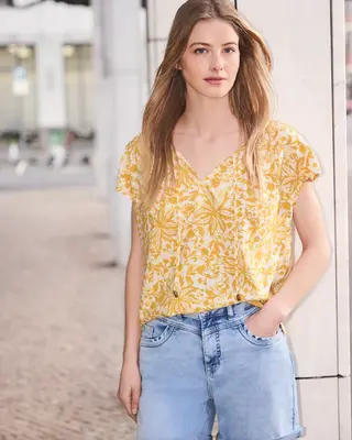 Street One Studio Print Bluse - Earthy Yellow