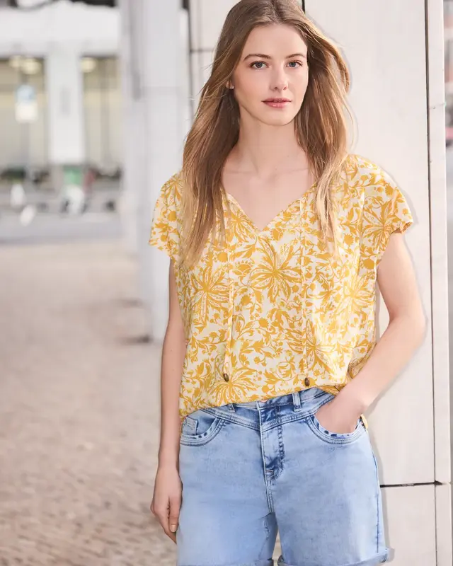 Street One Studio Print Bluse - Earthy Yellow