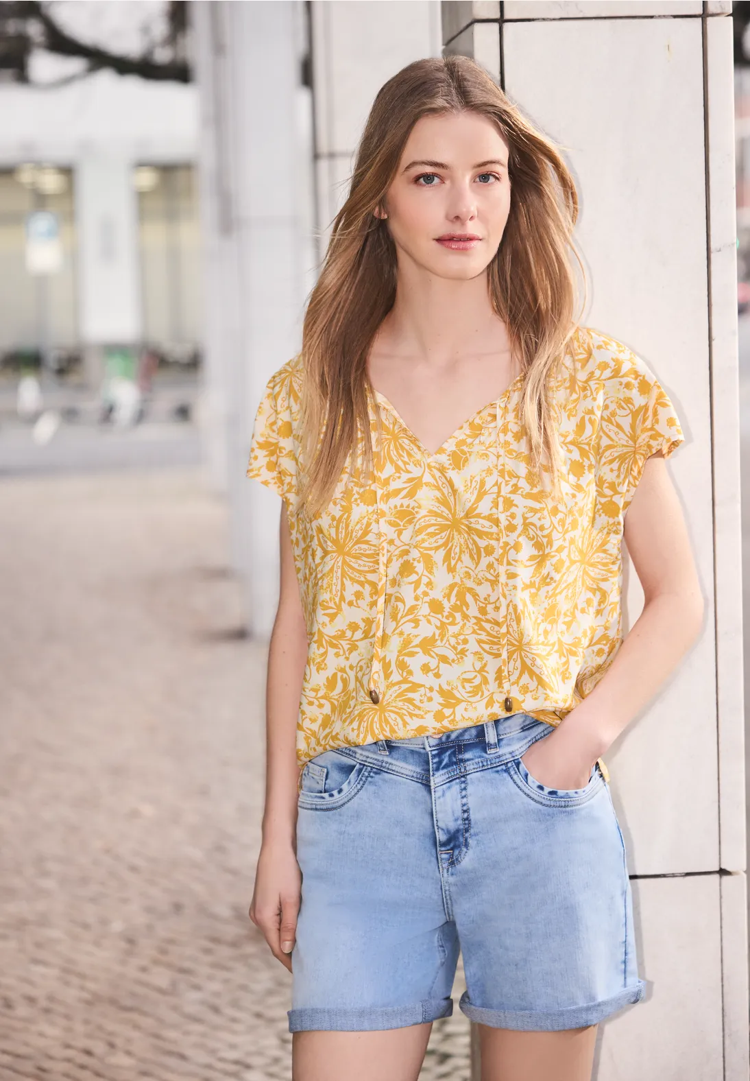 Street One Studio Print Bluse - Earthy Yellow