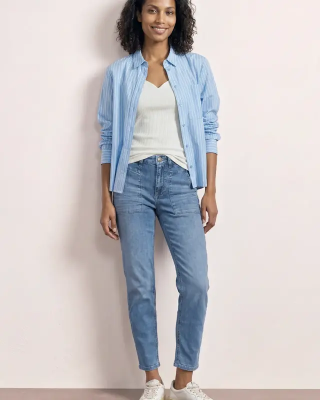 Street One Basic Top Hartvormige Halslijn Gania - Off White