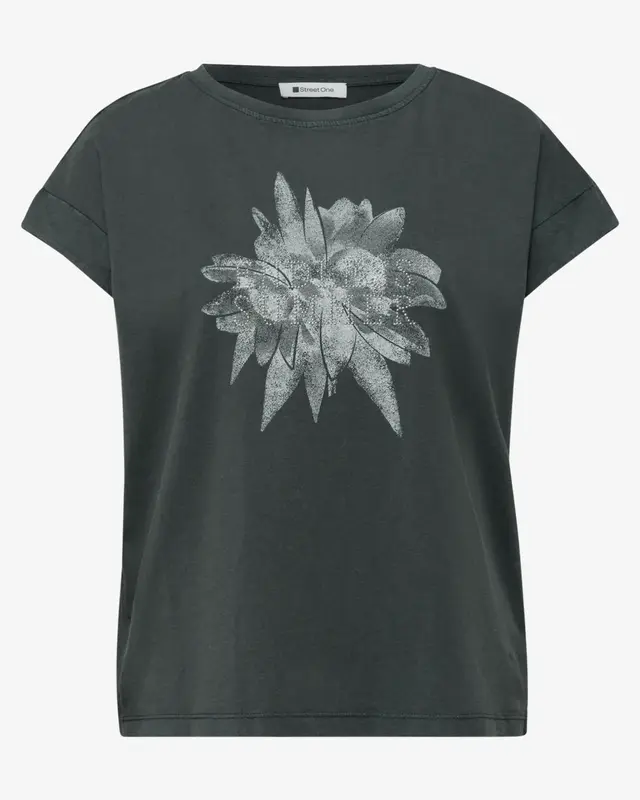 Street One Shirt met Artwork - Deep Bound Green