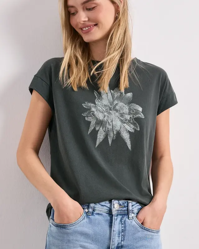 Street One Shirt with Artwork - Deep Bound Green