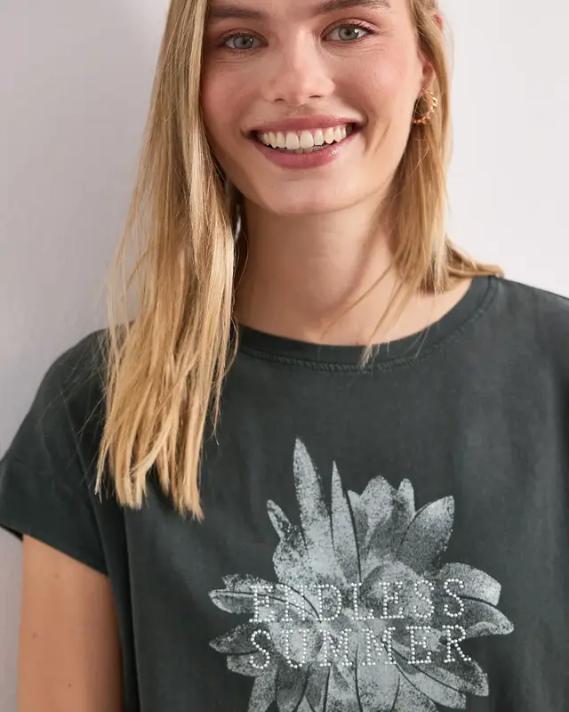 Street One Shirt met Artwork - Deep Bound Green
