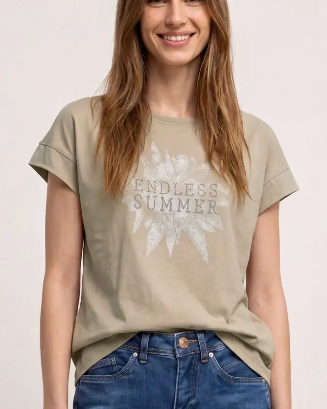 Street One Shirt met Artwork - Timeless Beige