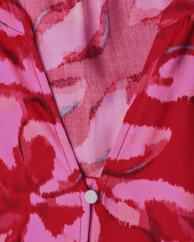 Street One Print Bluse Knotendetail - Salsa Red