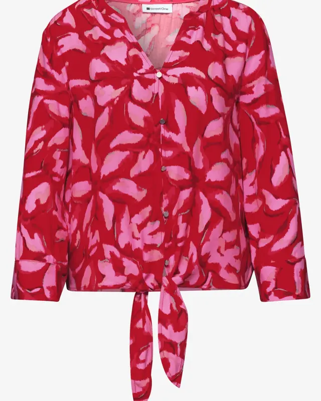Street One Print Blouse Knotdetail - Salsa Red