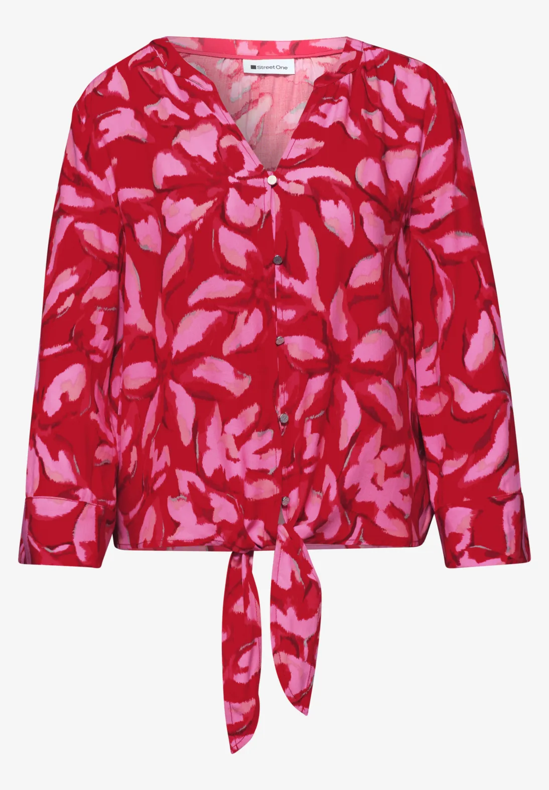 Street One Print Bluse Knotendetail - Salsa Red