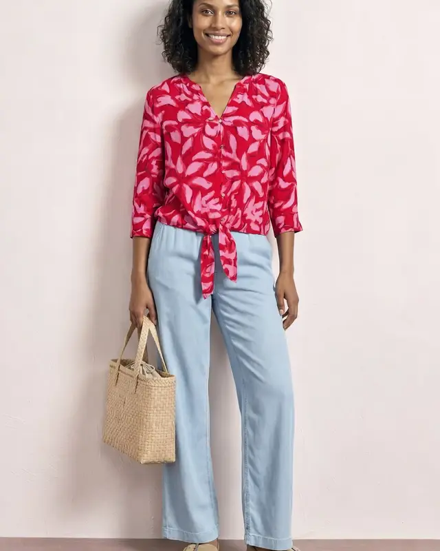 Street One Print Bluse Knotendetail - Salsa Red