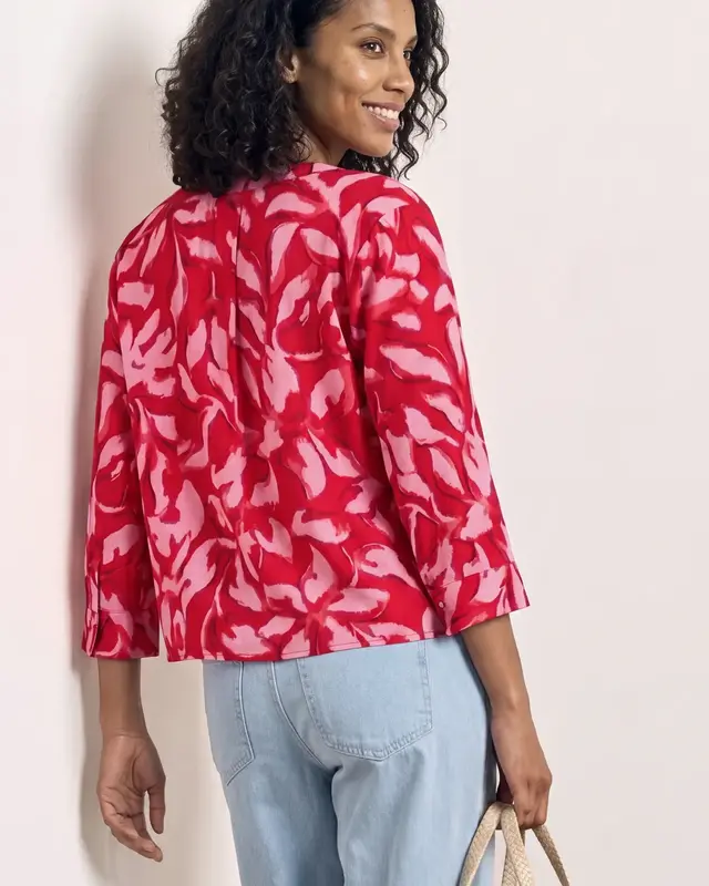 Street One Print Blouse Knotdetail - Salsa Red