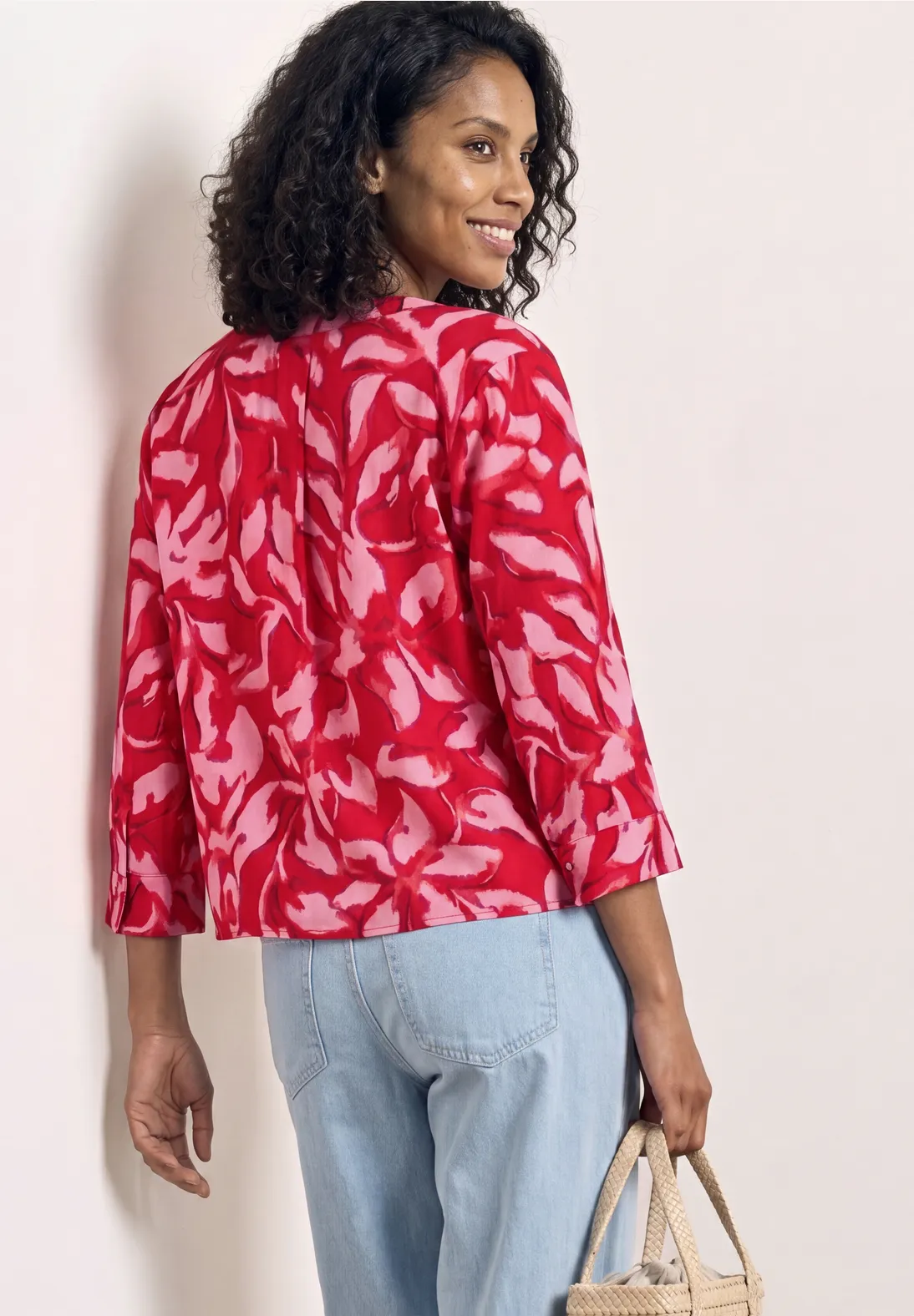 Street One Print Blouse Knoopdetail - Salsa Red