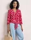 Street One Print Blouse Knoopdetail - Salsa Red