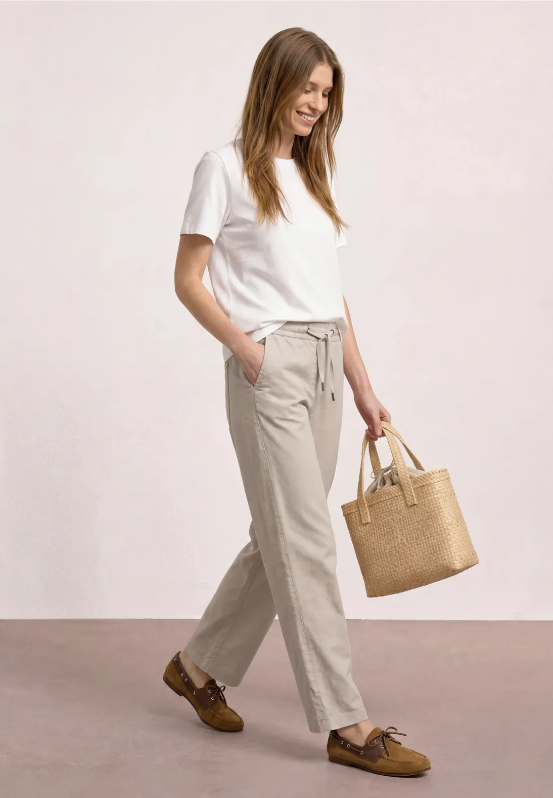 Street One High Waist Broek - Clay Sand