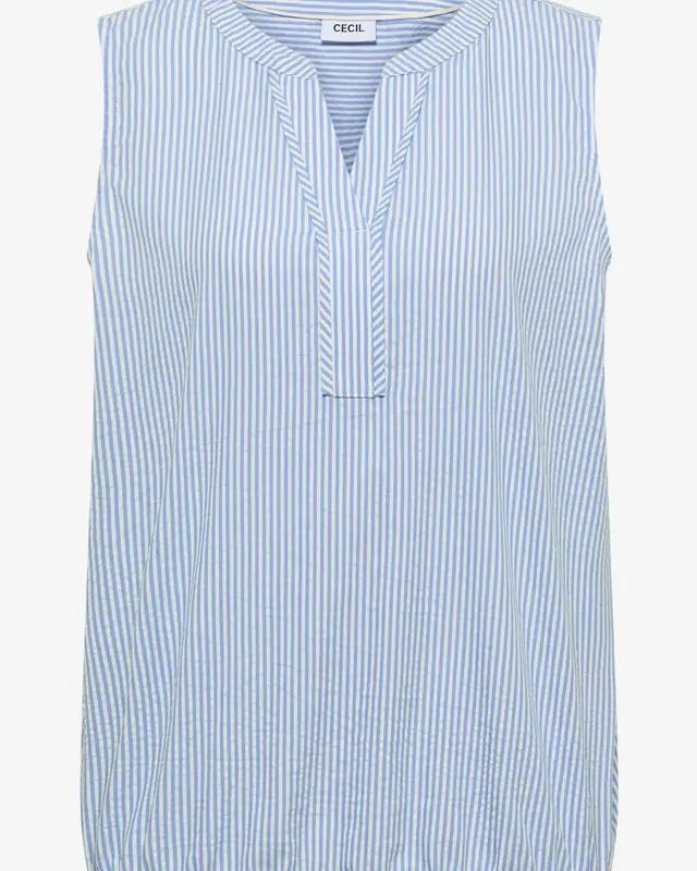 Cecil Blousetop van Seersucker - Blouse Blue