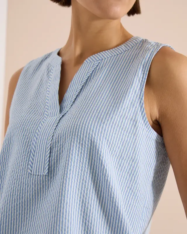 Cecil Blusentop Seersucker - Blouse Blue