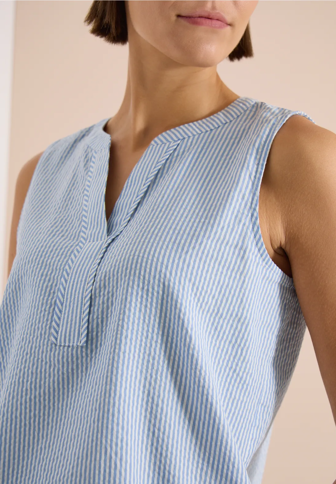 Cecil Blusentop Seersucker - Blouse Blue