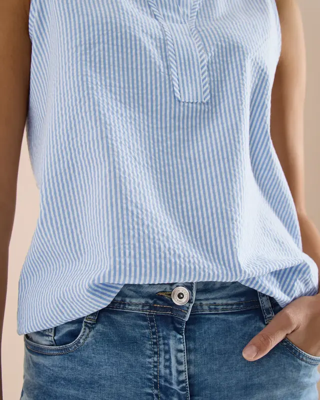 Cecil Blusentop Seersucker - Blouse Blue