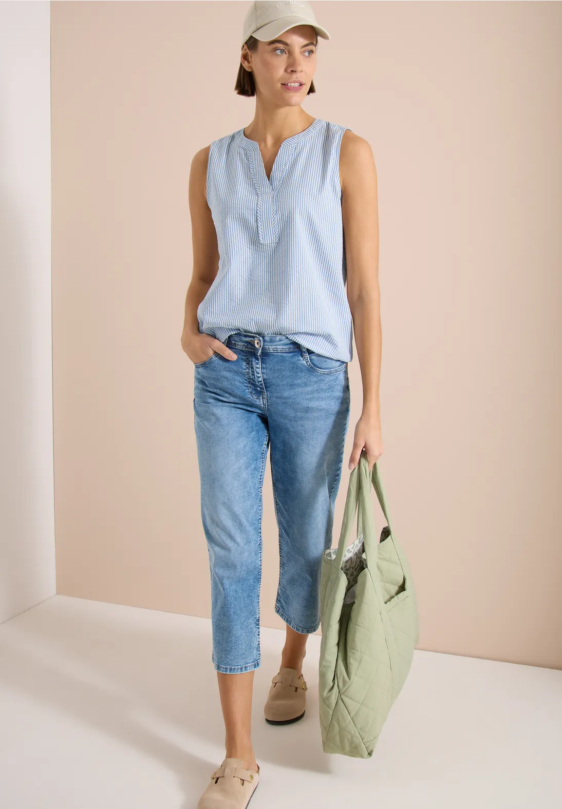 Cecil Blusentop Seersucker - Blouse Blue