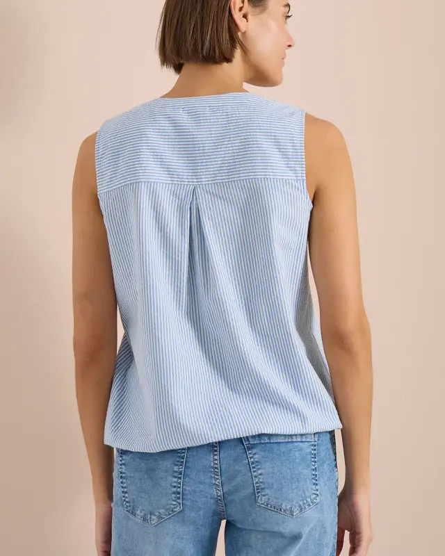 Cecil Blousetop van Seersucker - Blouse Blue