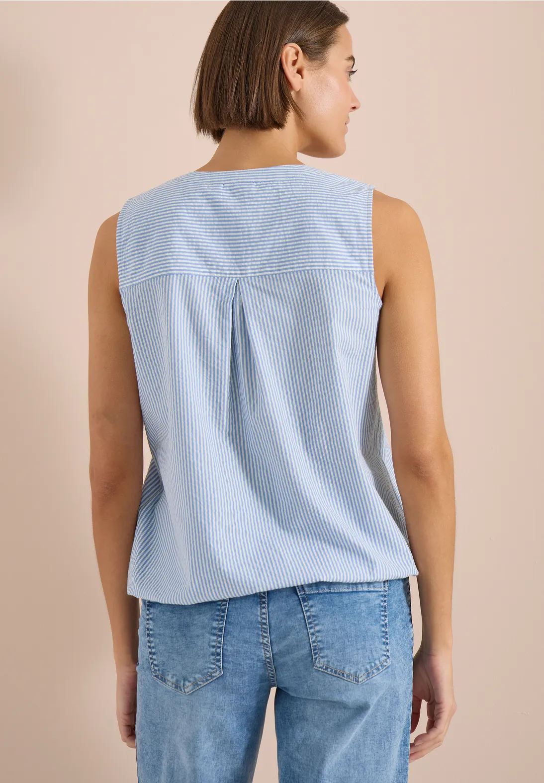 Cecil Blusentop Seersucker - Blouse Blue