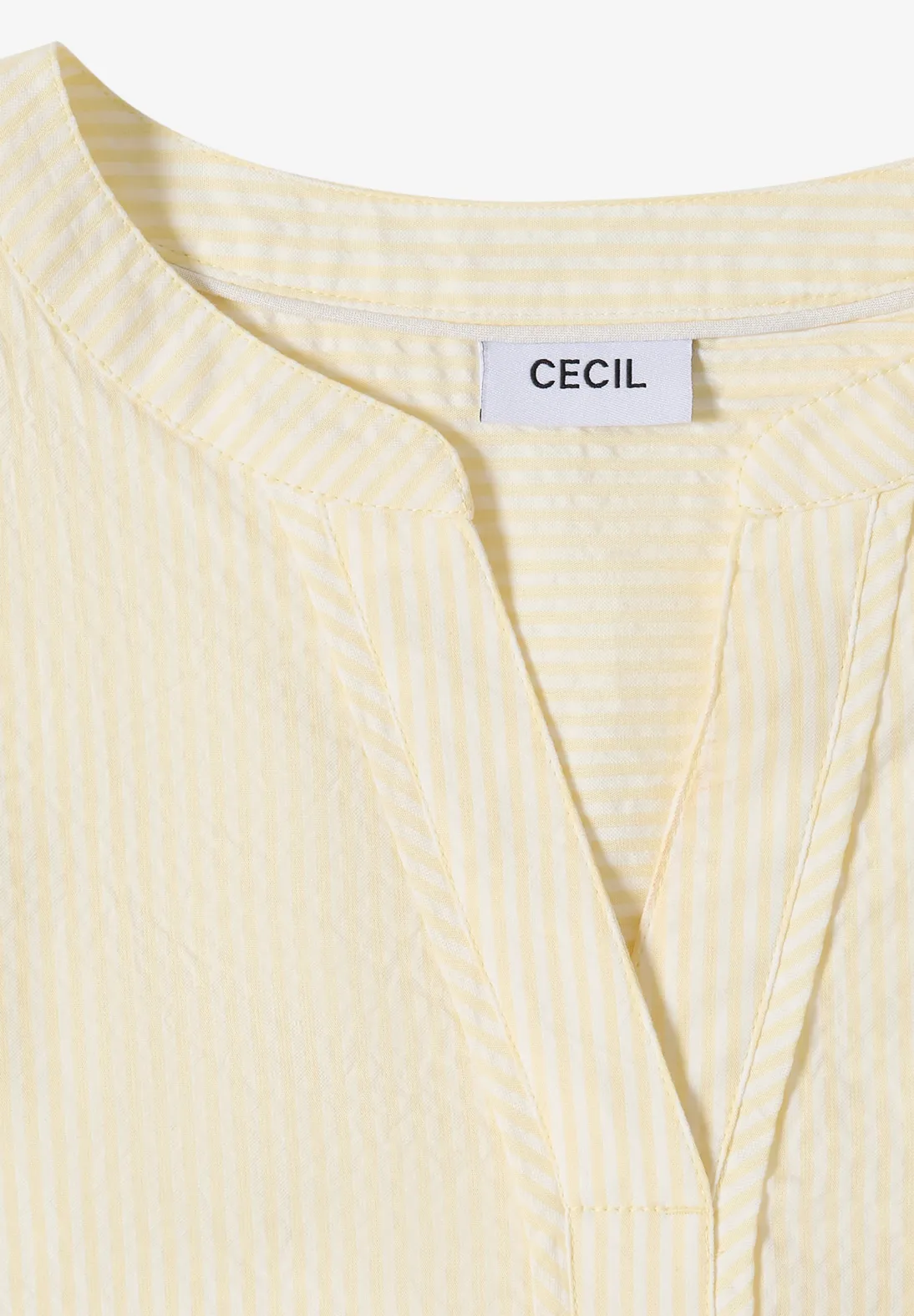 Cecil Blousetop van Seersucker - Light Buttermilk Yellow