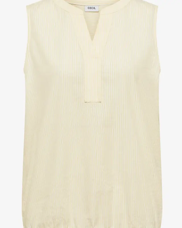 Cecil Blousetop van Seersucker - Light Buttermilk Yellow