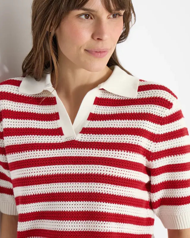 Cecil Poloshirt Mesh - Glazed Apple Red