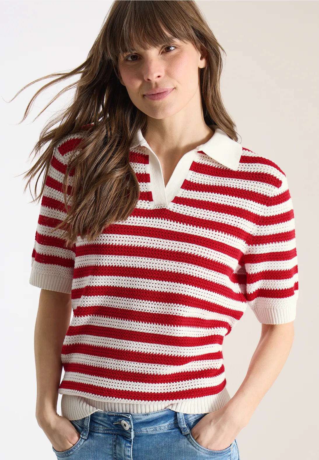 Cecil Poloshirt Mesh - Glazed Apple Red
