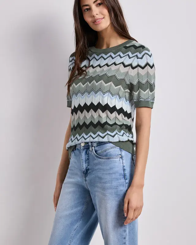 Street One Jumper Zigzag Pattern - Deep Bound Green