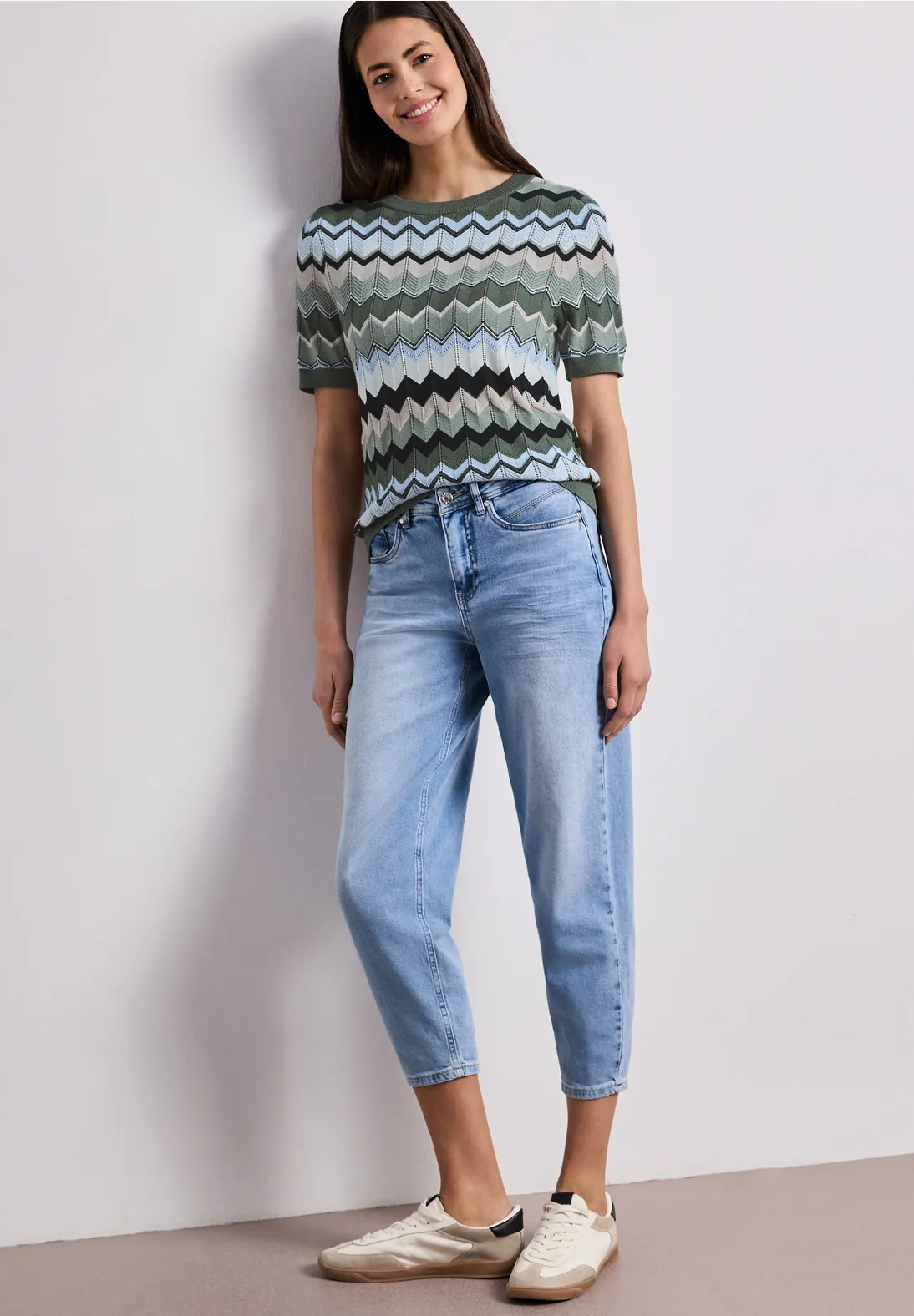 Street One Pullover Zickzack Muster - Deep Bound Green