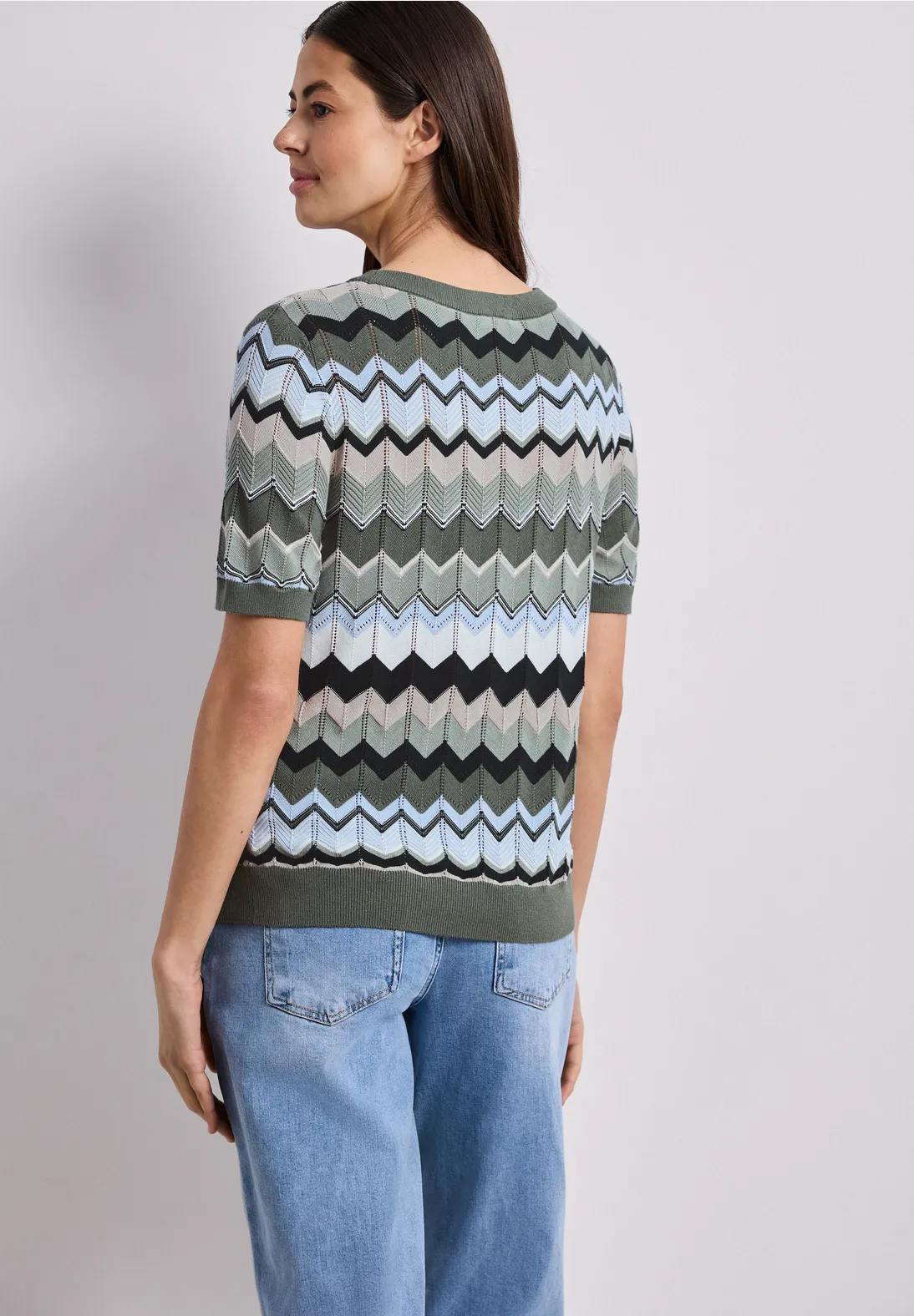 Street One Pullover Zickzack Muster - Deep Bound Green