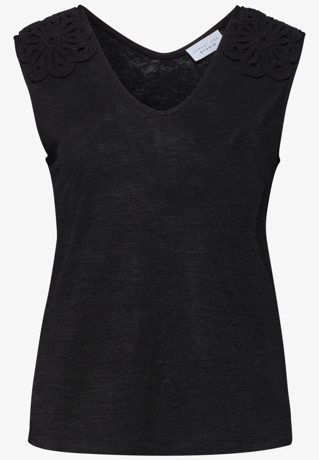 Street One Studio Top with V-Neckline - Black