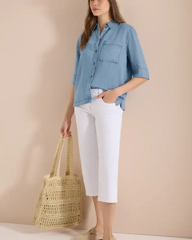 Cecil Denim Bluse - Light Blue Wash