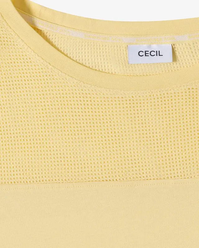 Cecil Shirt met Mesh Inzet - Light Buttermilk Yellow
