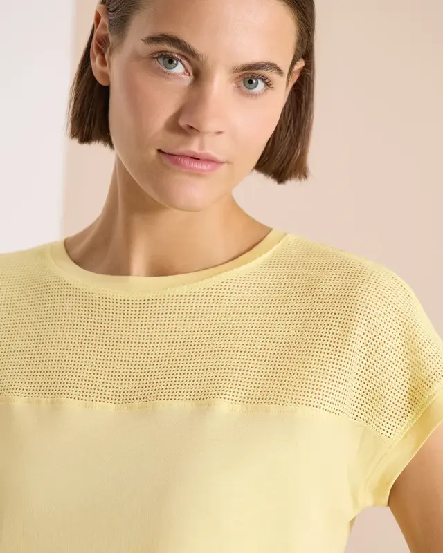 Cecil Shirt met Mesh Inzet - Light Buttermilk Yellow