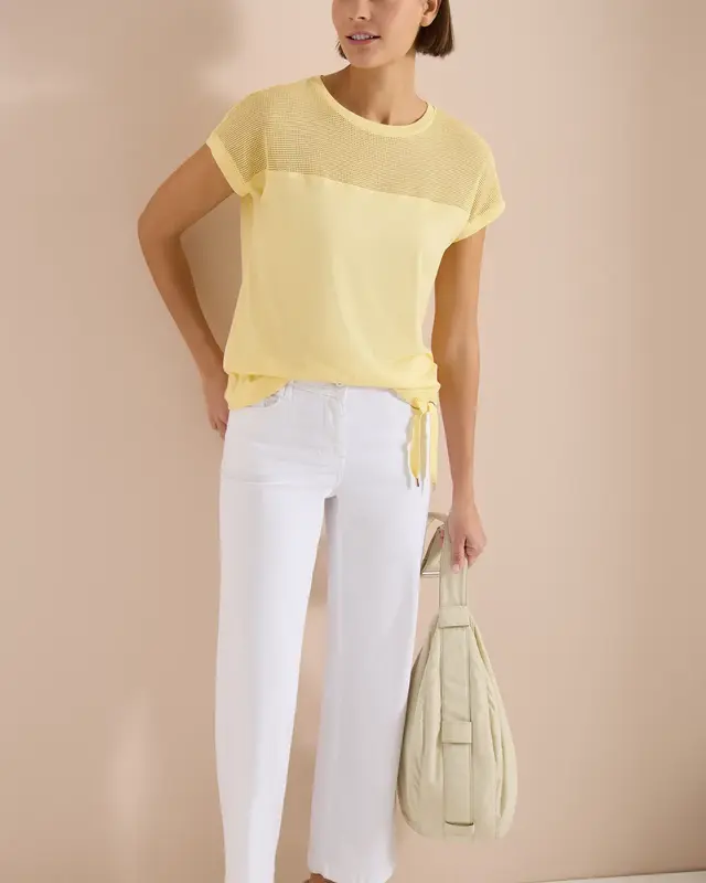 Cecil Shirt with Mesh Insert - Light Buttermilk Yellow