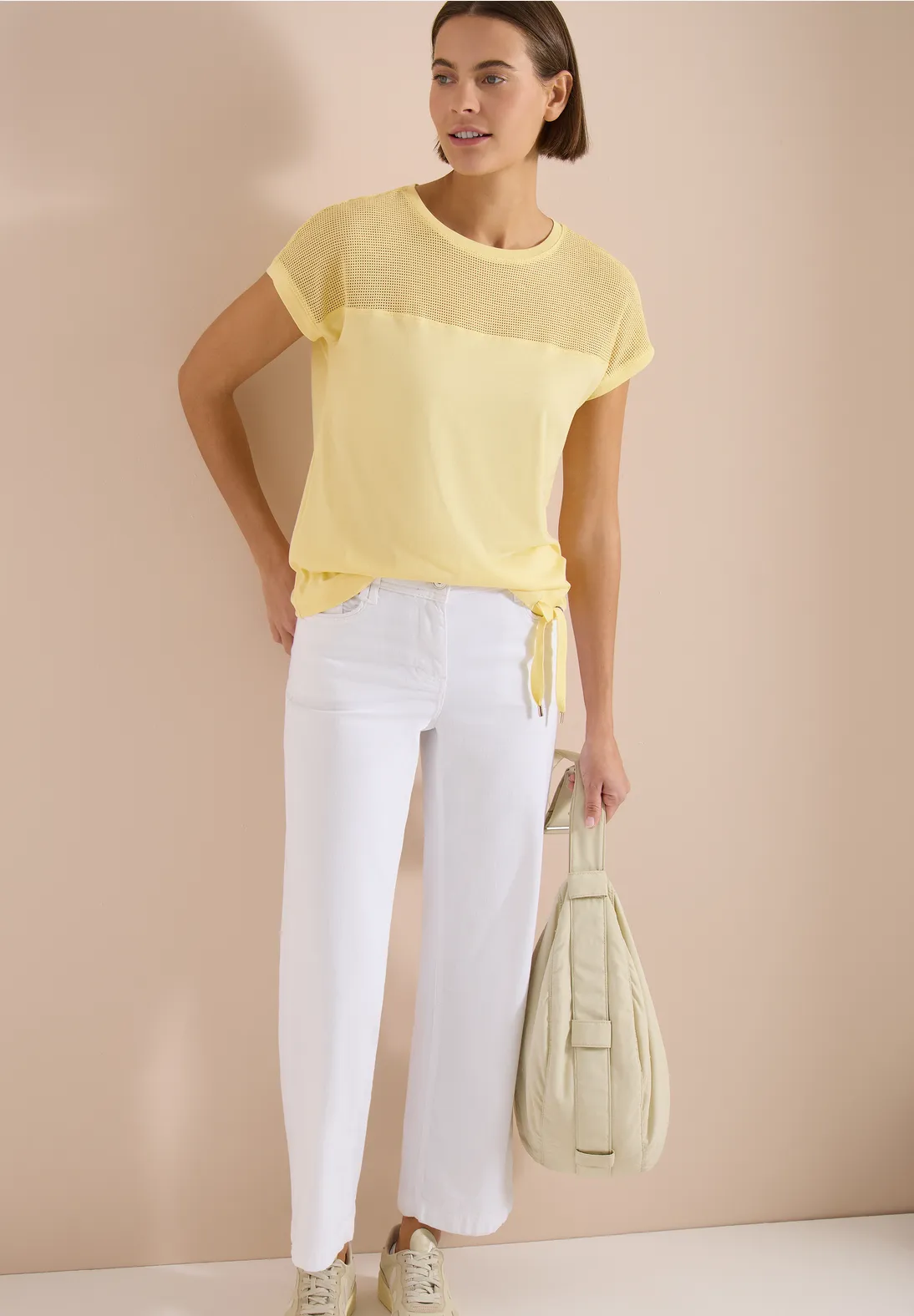 Cecil Shirt met Mesh Inzet - Light Buttermilk Yellow