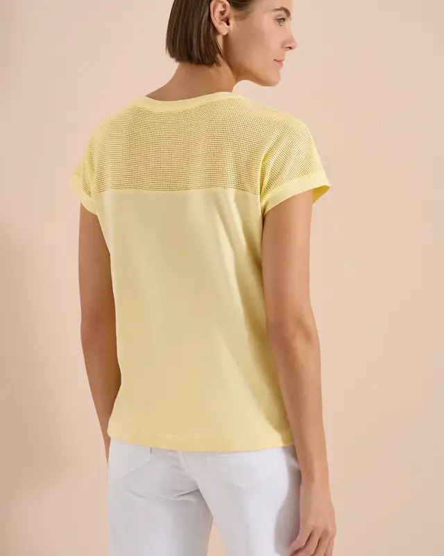 Cecil Shirt met Mesh Inzet - Light Buttermilk Yellow