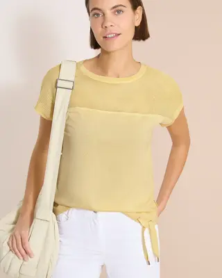 Cecil Shirt met Mesh Inzet - Light Buttermilk Yellow