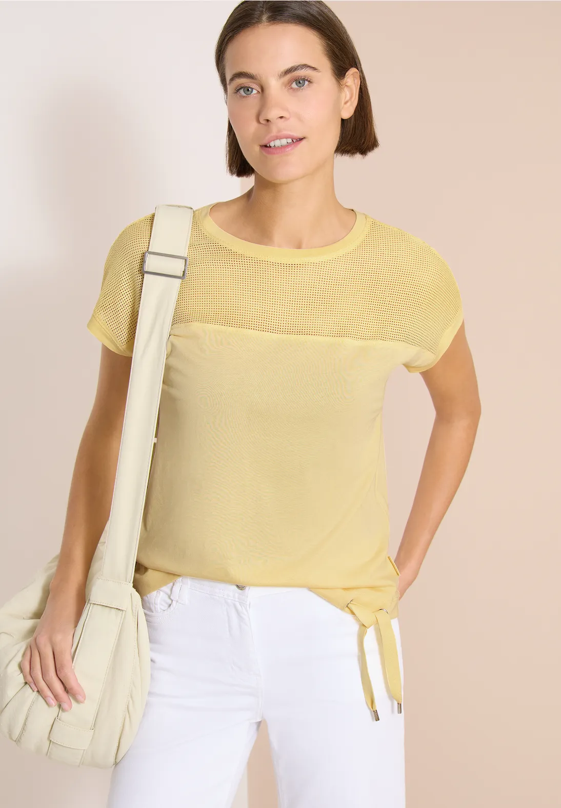 Cecil Shirt met Mesh Inzet - Light Buttermilk Yellow
