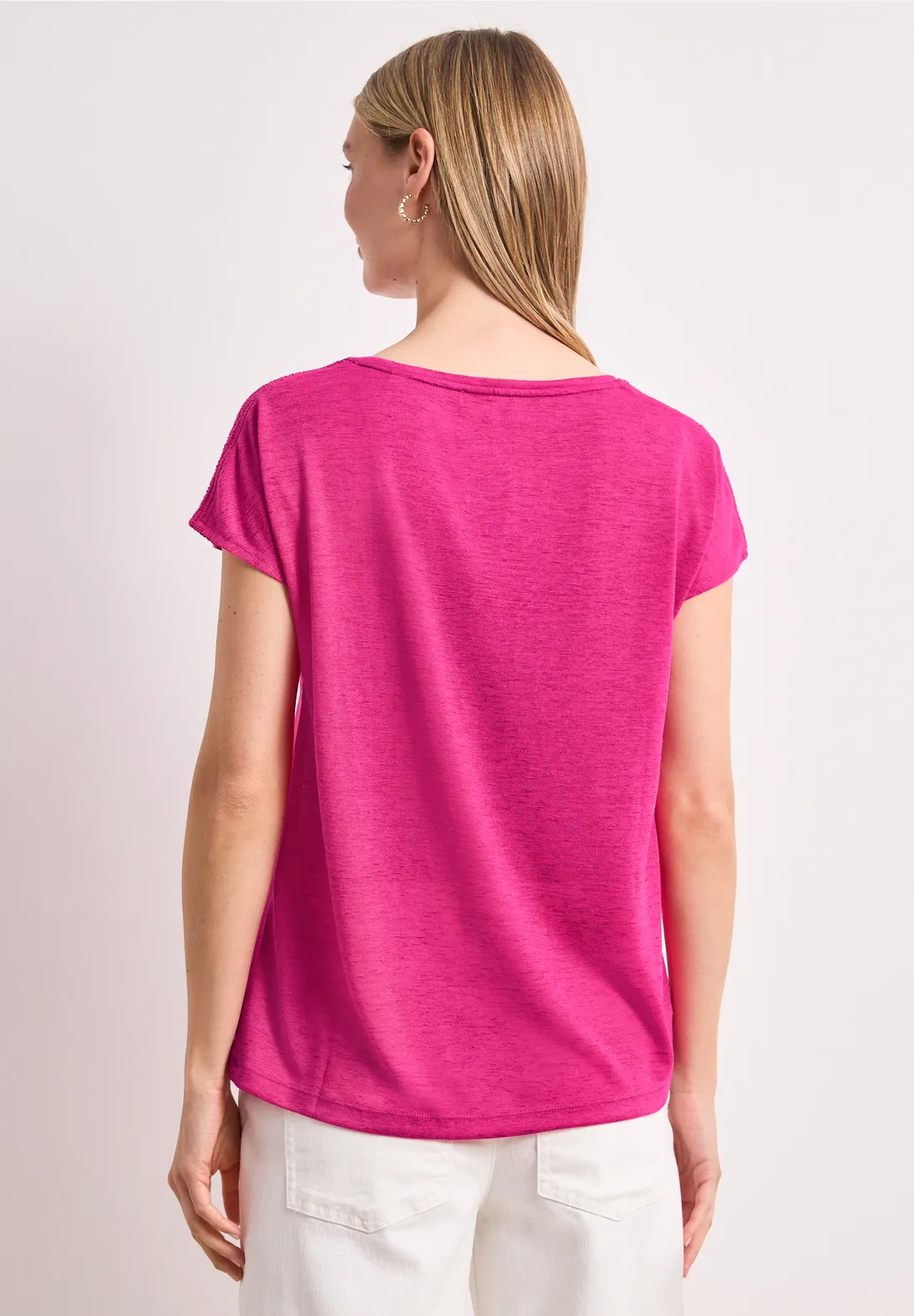 Street One Shirt with Smockdetail - Magenta Dream