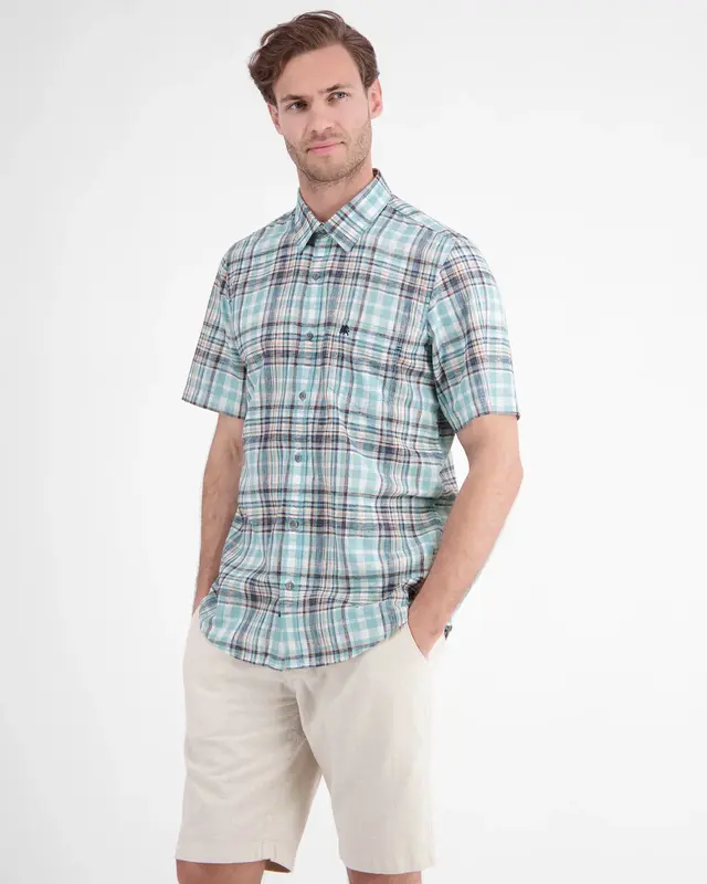 Lerros Overhemd Frisse Ruitprint - Reef Blue