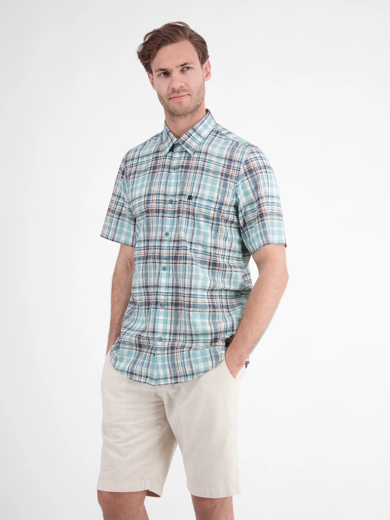 Lerros Shirt Checkprint - Reef Blue