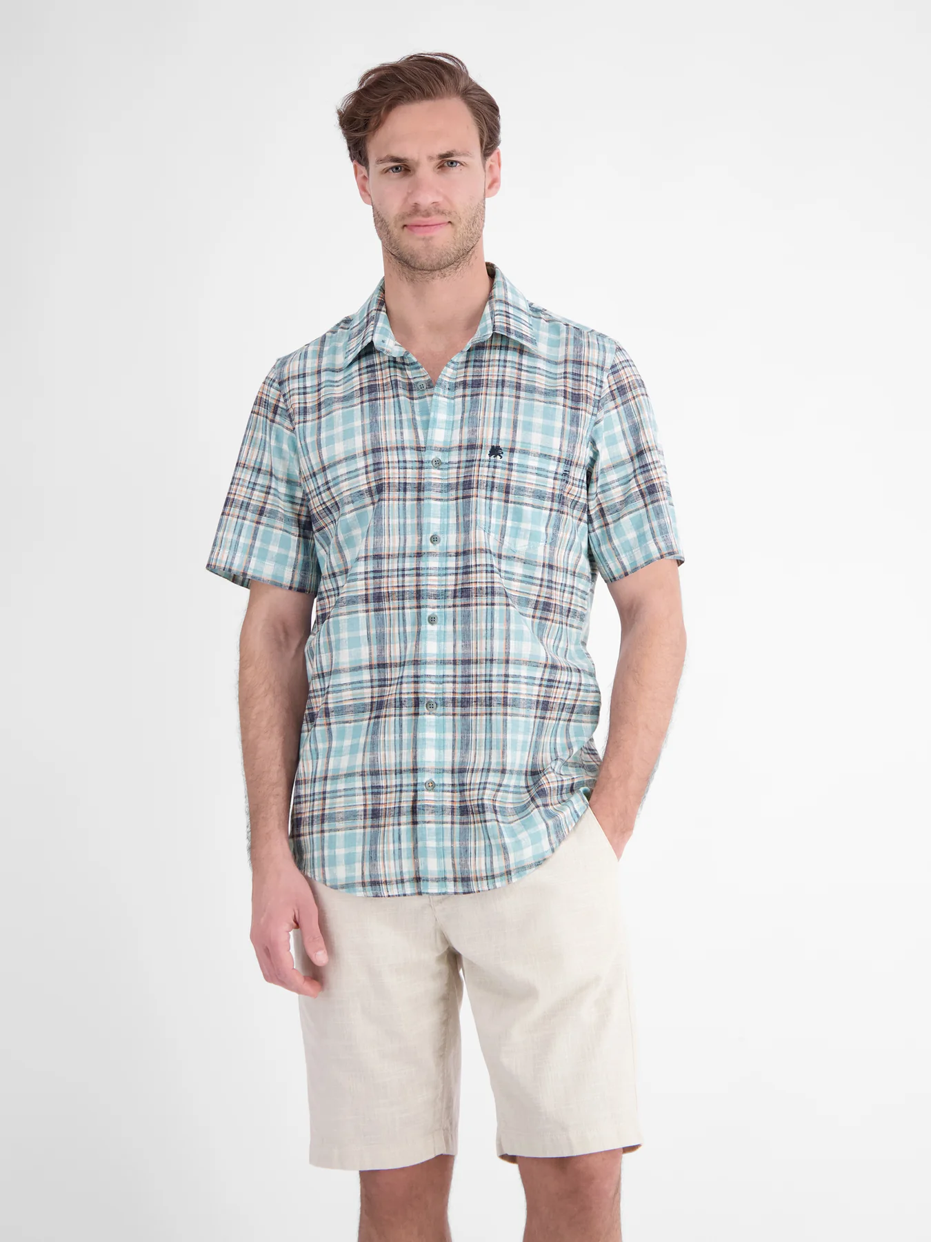 Lerros Shirt Checkprint - Reef Blue