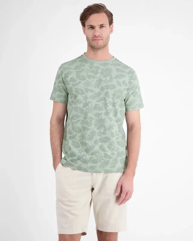 Lerros T-Shirt met Bloemenprint - Bay Green