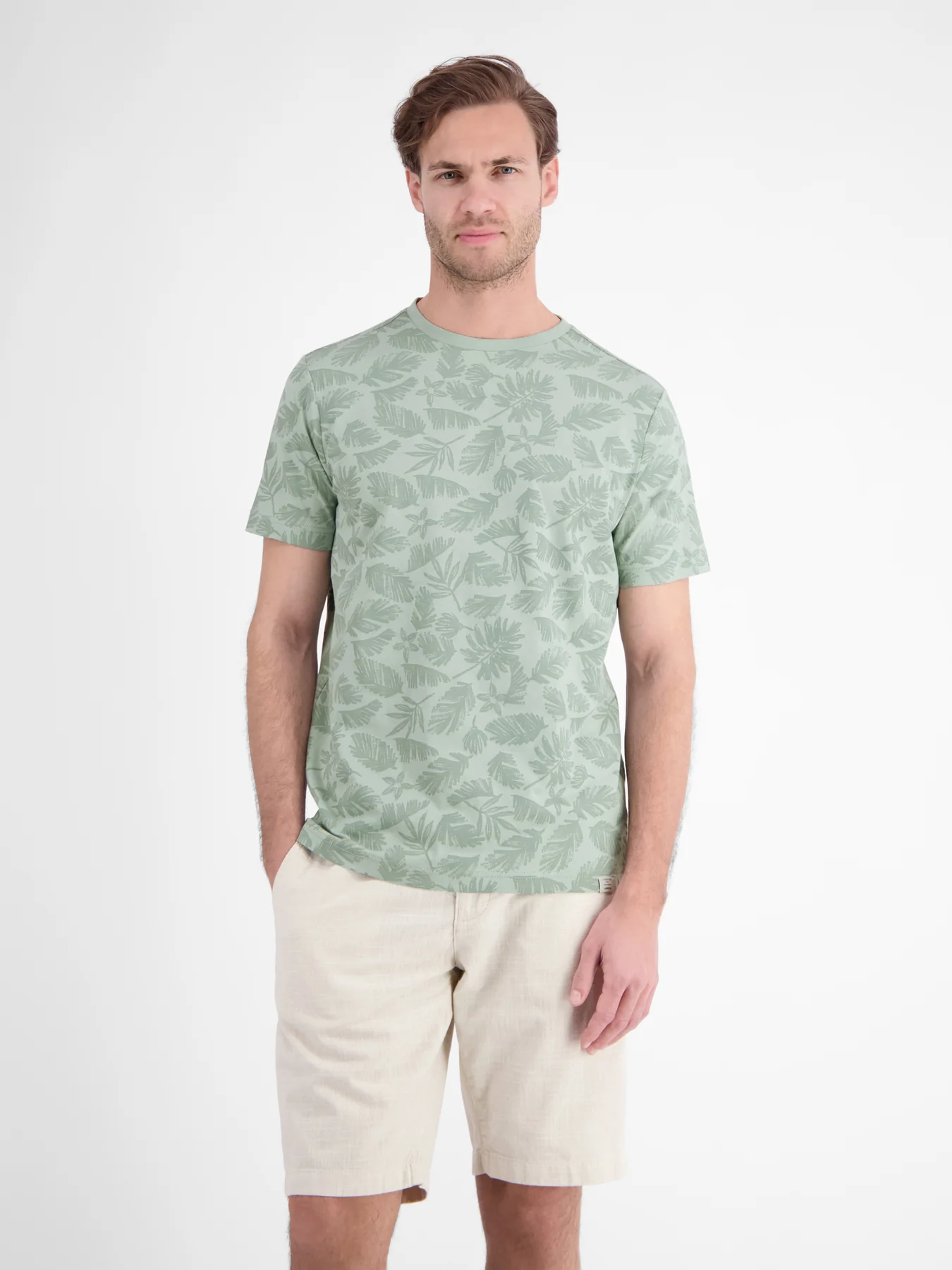Lerros T-Shirt with Floral Print - Bay Green