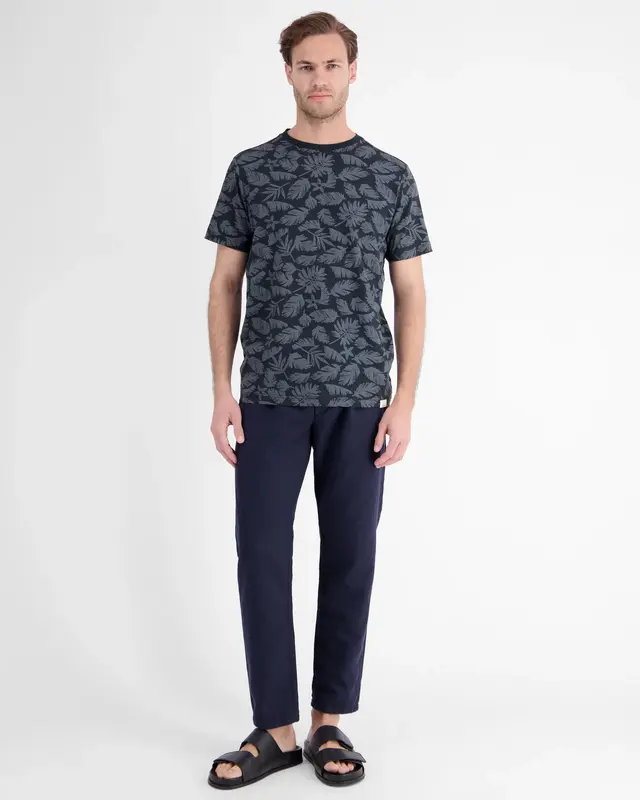 Lerros T-Shirt met Bloemenprint - Classic Navy