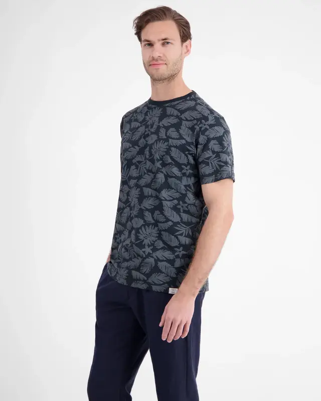 Lerros T-Shirt with Floral Print - Classic Navy